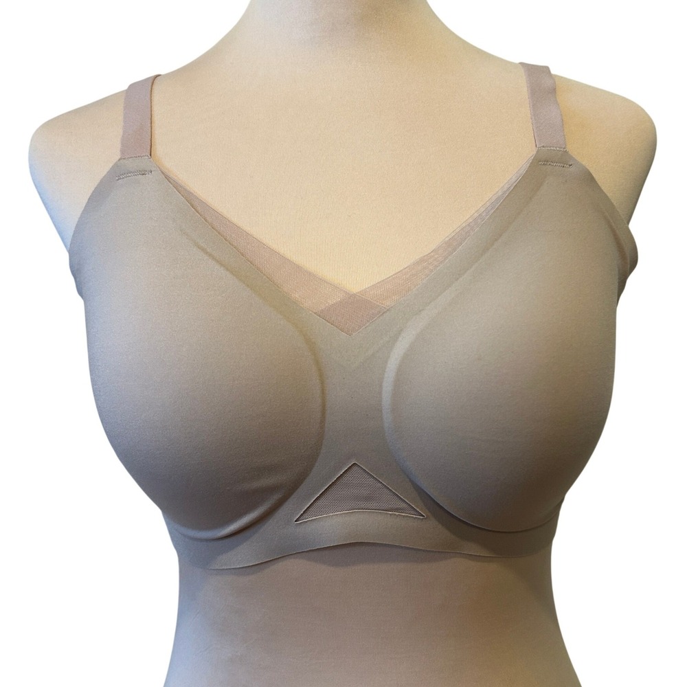 Honeylove Crossover Bra Size 38B/C Nude Wireless Molded Mesh Comfort LWBR0302V3